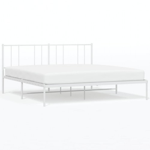 Sengeramme med sengegavl 193 x 203 cm - metal, hvid