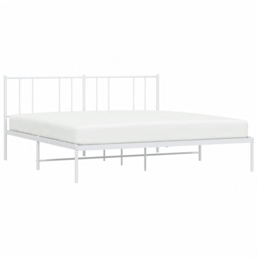 Sengeramme med sengegavl 193 x 203 cm - metal, hvid