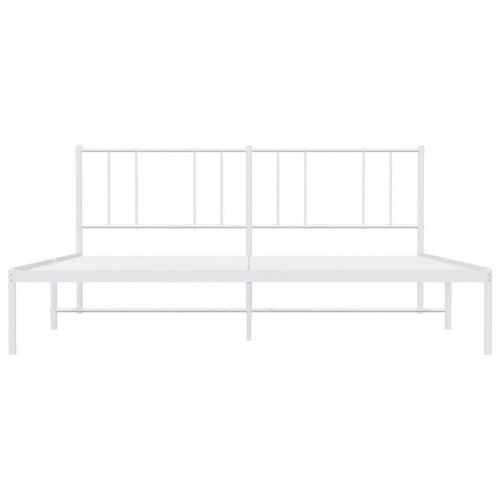 Sengeramme med sengegavl 200 × 200 cm - metal, hvid