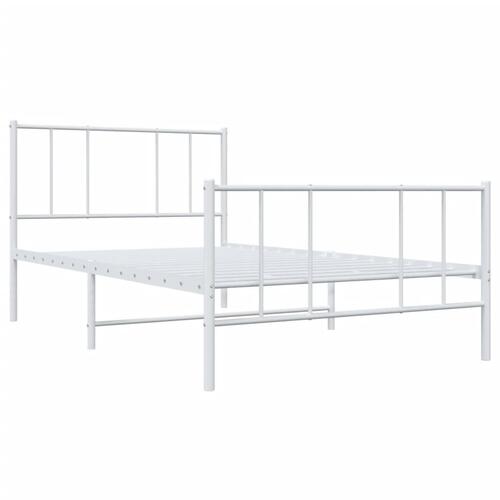 Sengeramme med sengegavl og fodgærde 75x190 cm metal hvid