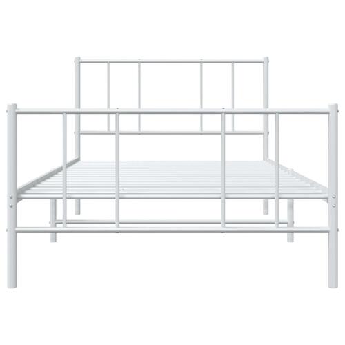 Sengeramme med sengegavl og fodgærde 75x190 cm metal hvid