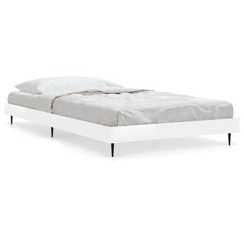 Sengeramme 90x200 cm konstrueret træ hvid højglans