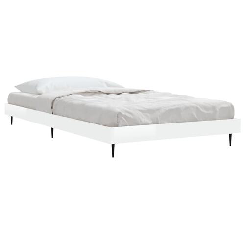 Sengeramme 90x200 cm konstrueret træ hvid højglans