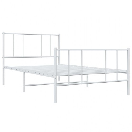 Sengeramme med sengegavl og fodgærde 80x200 cm - metal, hvid