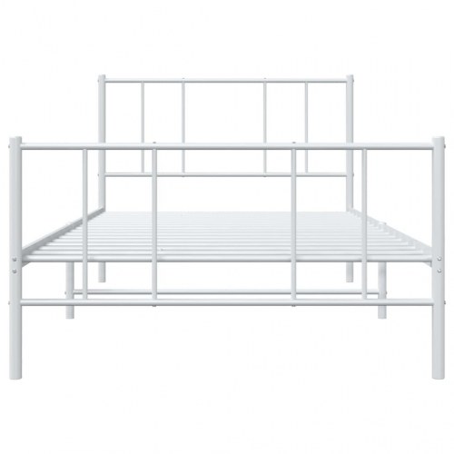 Sengeramme med sengegavl og fodgærde 80x200 cm - metal, hvid