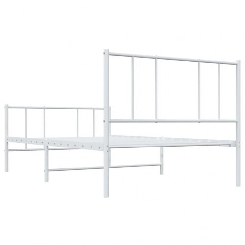 Sengeramme med sengegavl og fodgærde 80x200 cm - metal, hvid