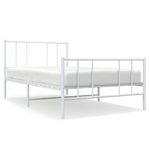 Sengeramme med sengegavl og fodgærde 90x190 cm metal hvid