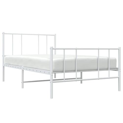 Sengeramme med sengegavl og fodgærde 90x190 cm metal hvid
