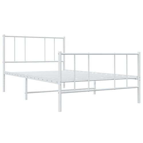 Sengeramme med sengegavl og fodgærde 90x190 cm metal hvid