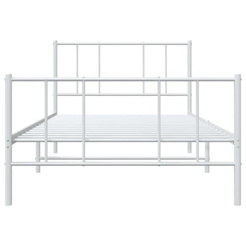 Sengeramme med sengegavl og fodgærde 90x190 cm metal hvid