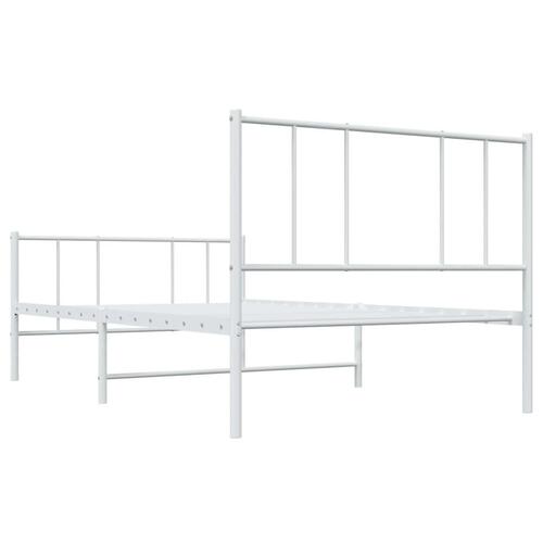 Sengeramme med sengegavl og fodgærde 90x190 cm metal hvid