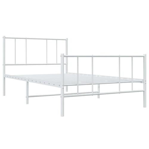 Sengeramme med sengegavl og fodgærde 100x190 cm metal hvid