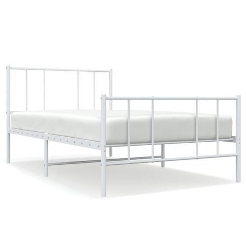 Sengeramme med sengegavl og fodgærde 90x200 cm metal hvid