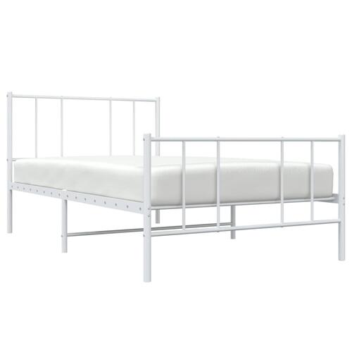 Sengeramme med sengegavl og fodgærde 90x200 cm metal hvid