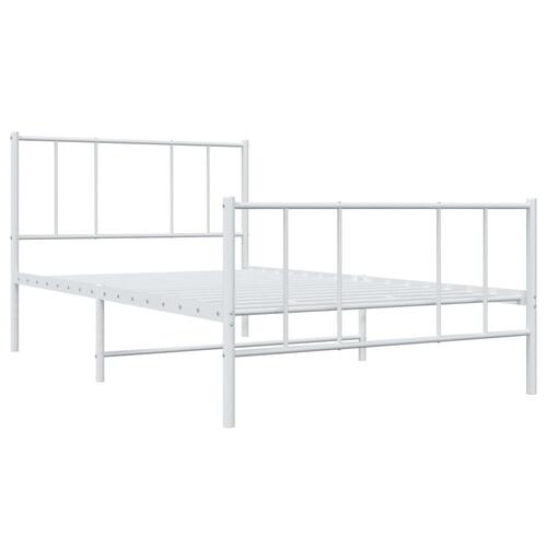 Sengeramme med sengegavl og fodgærde 90x200 cm metal hvid