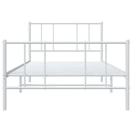 Sengeramme med sengegavl og fodgærde 90x200 cm metal hvid
