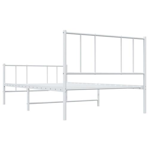Sengeramme med sengegavl og fodgærde 90x200 cm metal hvid