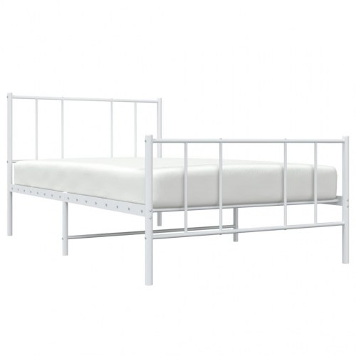 Sengeramme med sengegavl og fodgærde 100×200 cm - metal, hvid