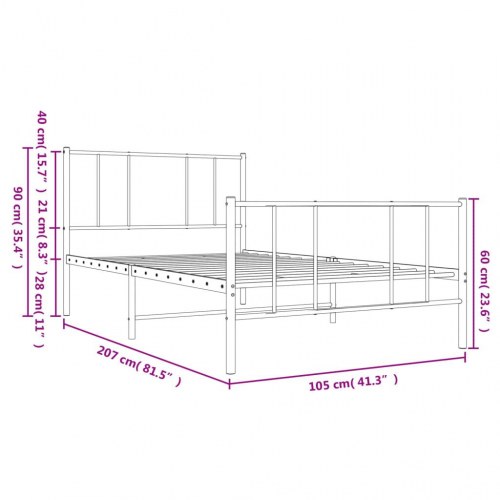 Sengeramme med sengegavl og fodgærde 100×200 cm - metal, hvid