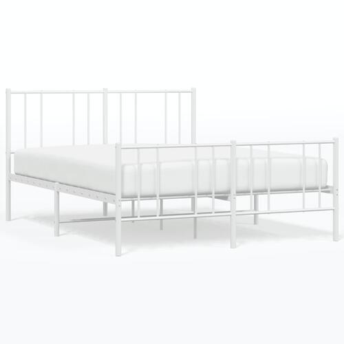 Sengeramme med sengegavl og fodgærde 135x190 cm metal hvid
