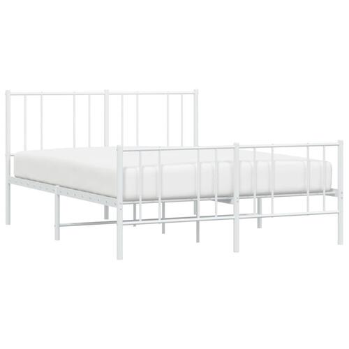 Sengeramme med sengegavl og fodgærde 150x200 cm metal hvid