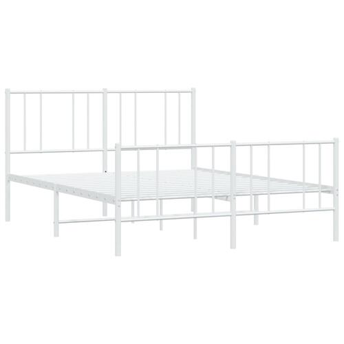 Sengeramme med sengegavl og fodgærde 150x200 cm metal hvid