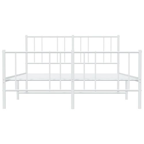 Sengeramme med sengegavl og fodgærde 150x200 cm metal hvid
