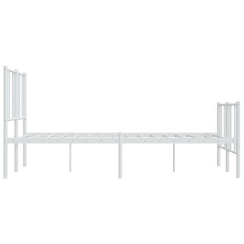 Sengeramme med sengegavl og fodgærde 150x200 cm metal hvid