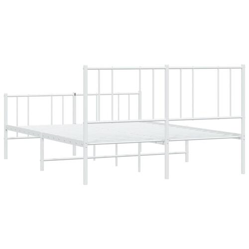 Sengeramme med sengegavl og fodgærde 150x200 cm metal hvid