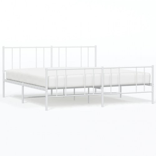 Sengeramme med gavl og fodgærde 180x200 cm - metal, hvid