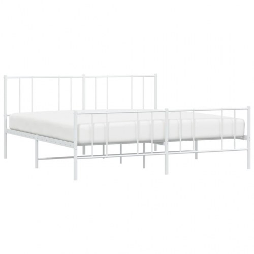 Sengeramme med gavl og fodgærde 180x200 cm - metal, hvid