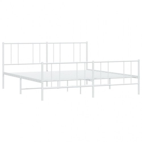 Sengeramme med gavl og fodgærde 180x200 cm - metal, hvid
