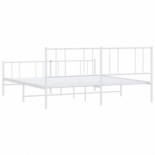Sengeramme i metal med gavl og fodgærde 193×203 cm - hvid