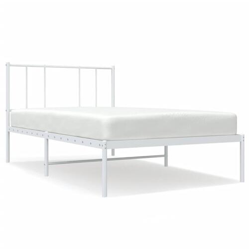 Sengeramme med sengegavl 100x200 cm metal hvid