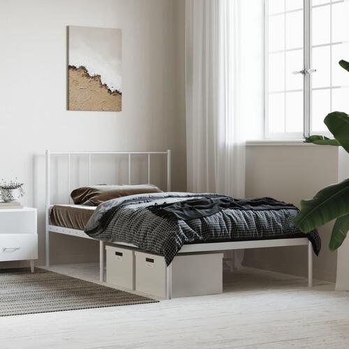Sengeramme med sengegavl 100x200 cm metal hvid