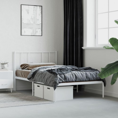 Sengeramme i metal med hovedgærde 75×190 cm - hvid