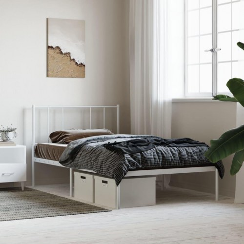 Sengeramme i metal med hovedgærde 75×190 cm - hvid