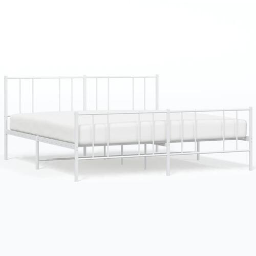 Sengeramme med sengegavl og fodgærde 183x213 cm metal hvid