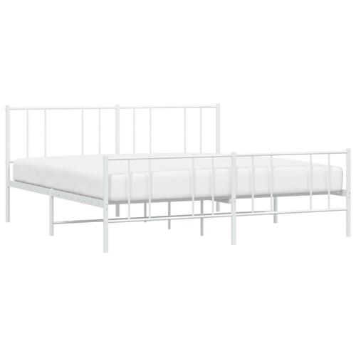 Sengeramme med sengegavl og fodgærde 183x213 cm metal hvid