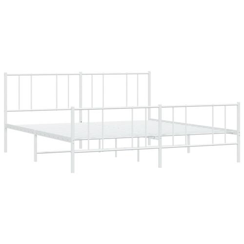 Sengeramme med sengegavl og fodgærde 183x213 cm metal hvid