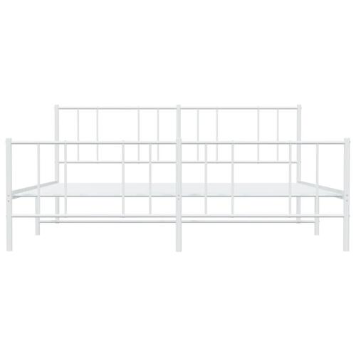 Sengeramme med sengegavl og fodgærde 183x213 cm metal hvid