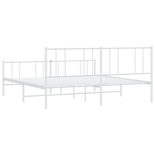 Sengeramme med sengegavl og fodgærde 183x213 cm metal hvid