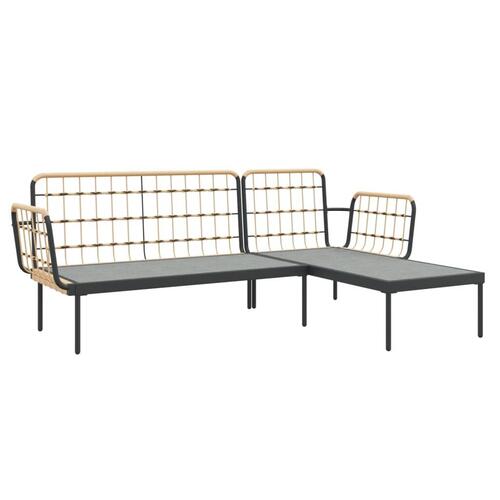 Loungesæt til haven 3 dele med mørkegrå hynder polyrattan