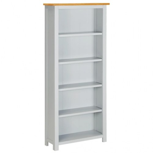 Bogreol med 5 hylder 60x22,5x140 cm massivt egetræ