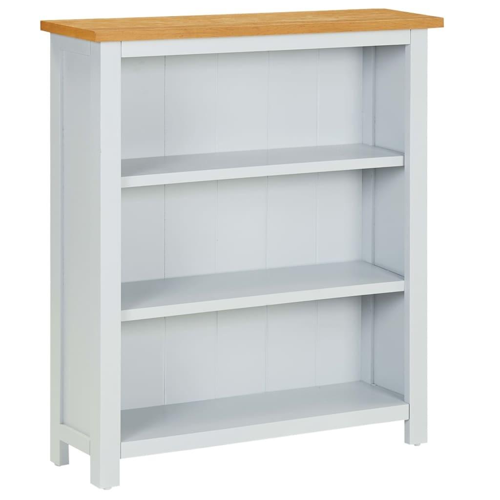 Bogreol i 3 niveauer 72x22,5x82 cm massivt egetræ