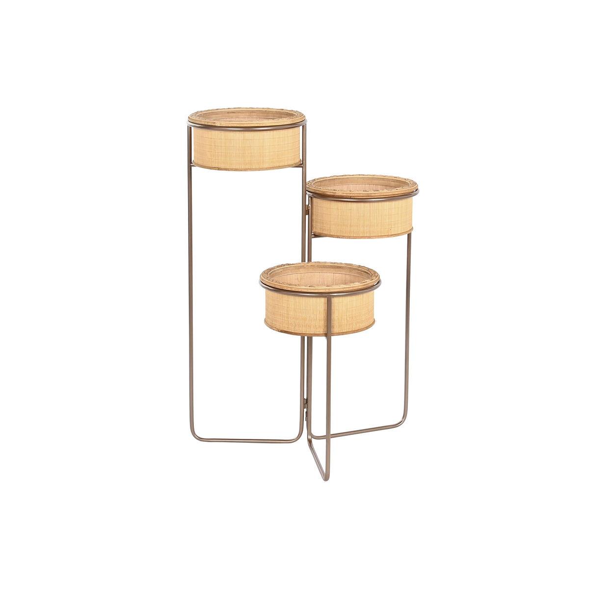 Urtepotte 55 x 42 x 79 cm Sort Brun Jern Bambus Tropisk