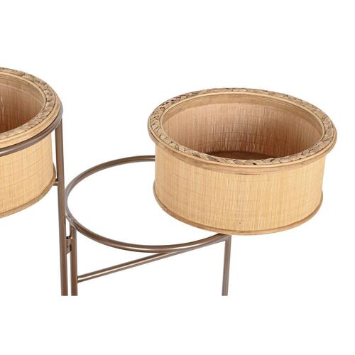 Urtepotte 55 x 42 x 79 cm Sort Brun Jern Bambus Tropisk