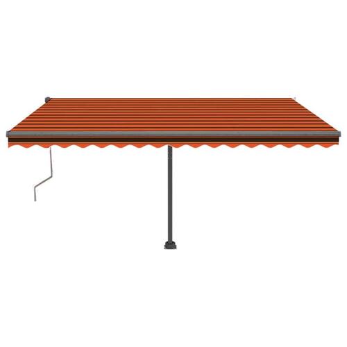 Markise m. LED + vindsensor 400x350 cm automatisk orange/brun