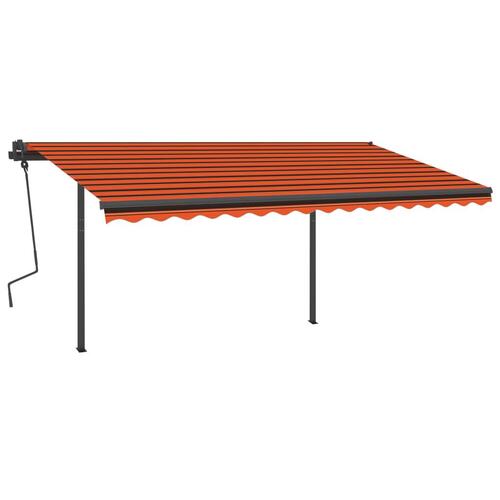 Markise m. LED + vindsensor 4x3,5 m automatisk orange og brun