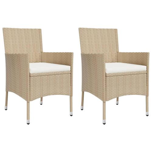 Spisebordssæt til haven 3 dele med hynder polyrattan beige